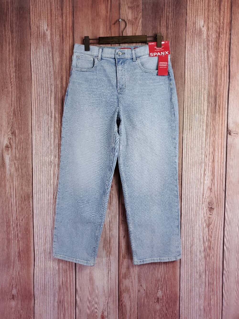 NWT Spanx 90s Straight Leg Jeans Large Petite SPANXshape Authentic High Rise